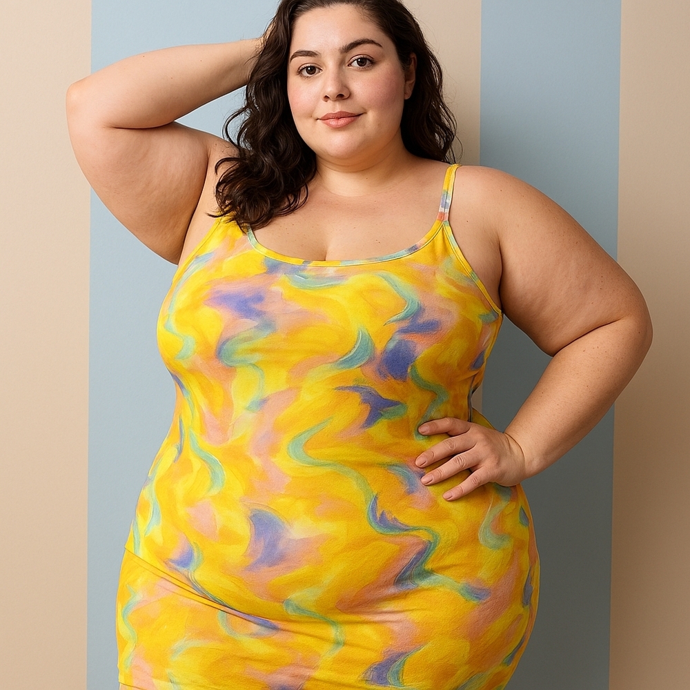 Full Circle Trends Plus Size Colorful Sleeveless Dress